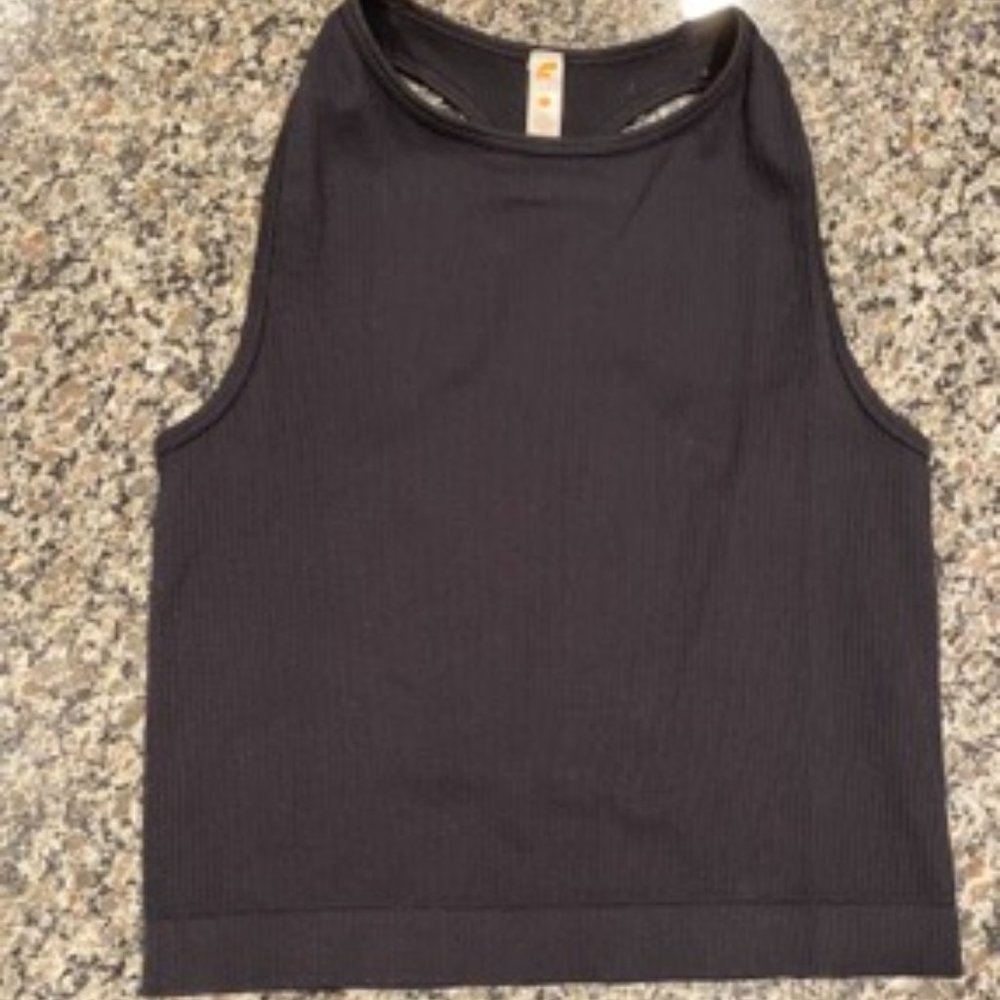 Fornia Cropped Ribbed Tank Top, Black, M/L